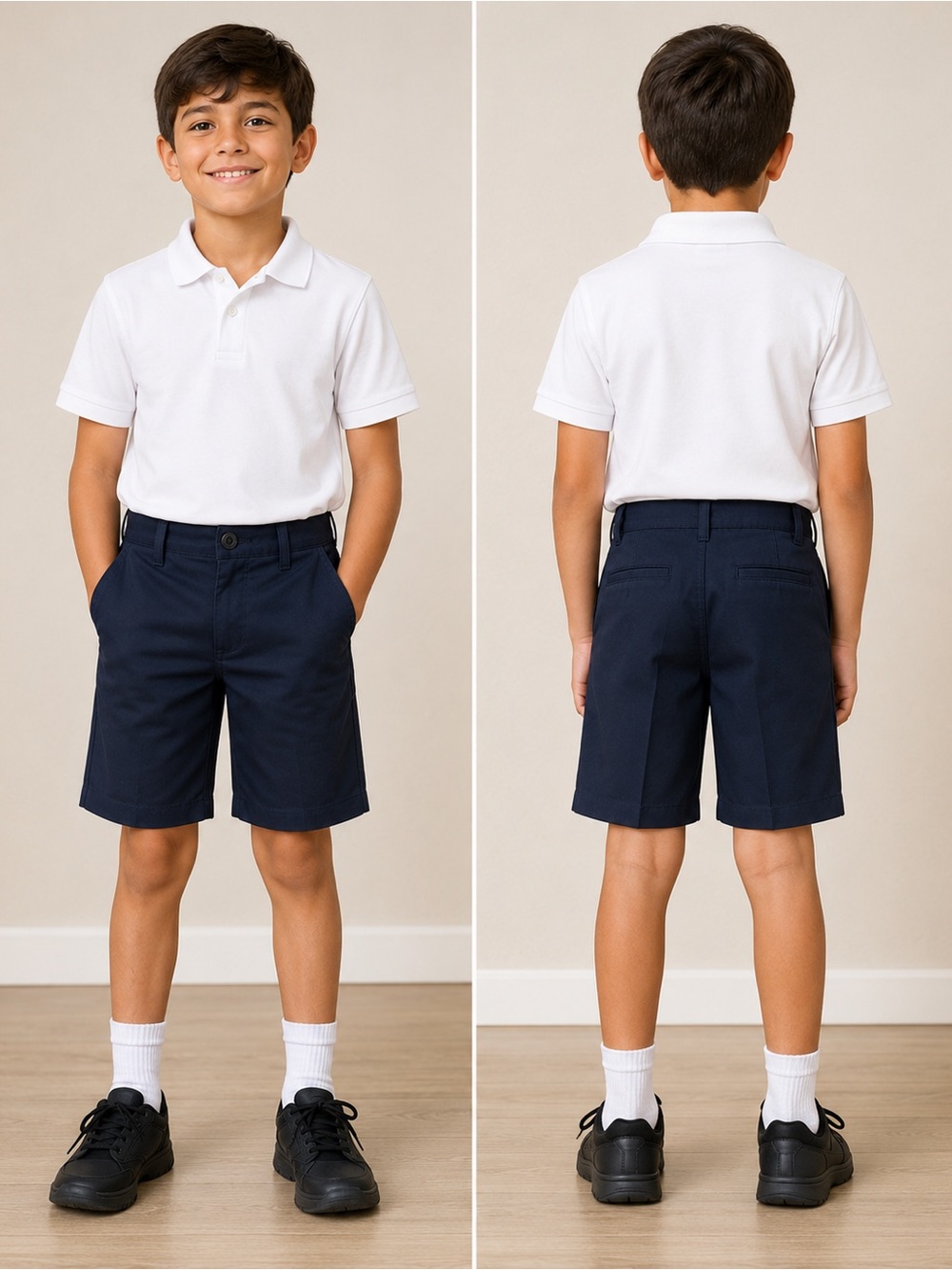 2-Pack Boys Navy Blue School Uniform Shorts Size 8 – - Picture 2 of 7